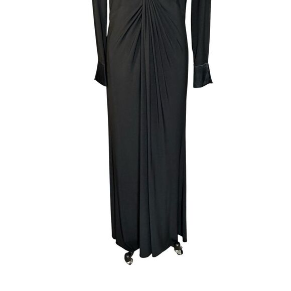Adrianna Papell Black Twist Front Tuxedo Maxi Cocktail Dress| Size 8 - Picture 7 of 10
